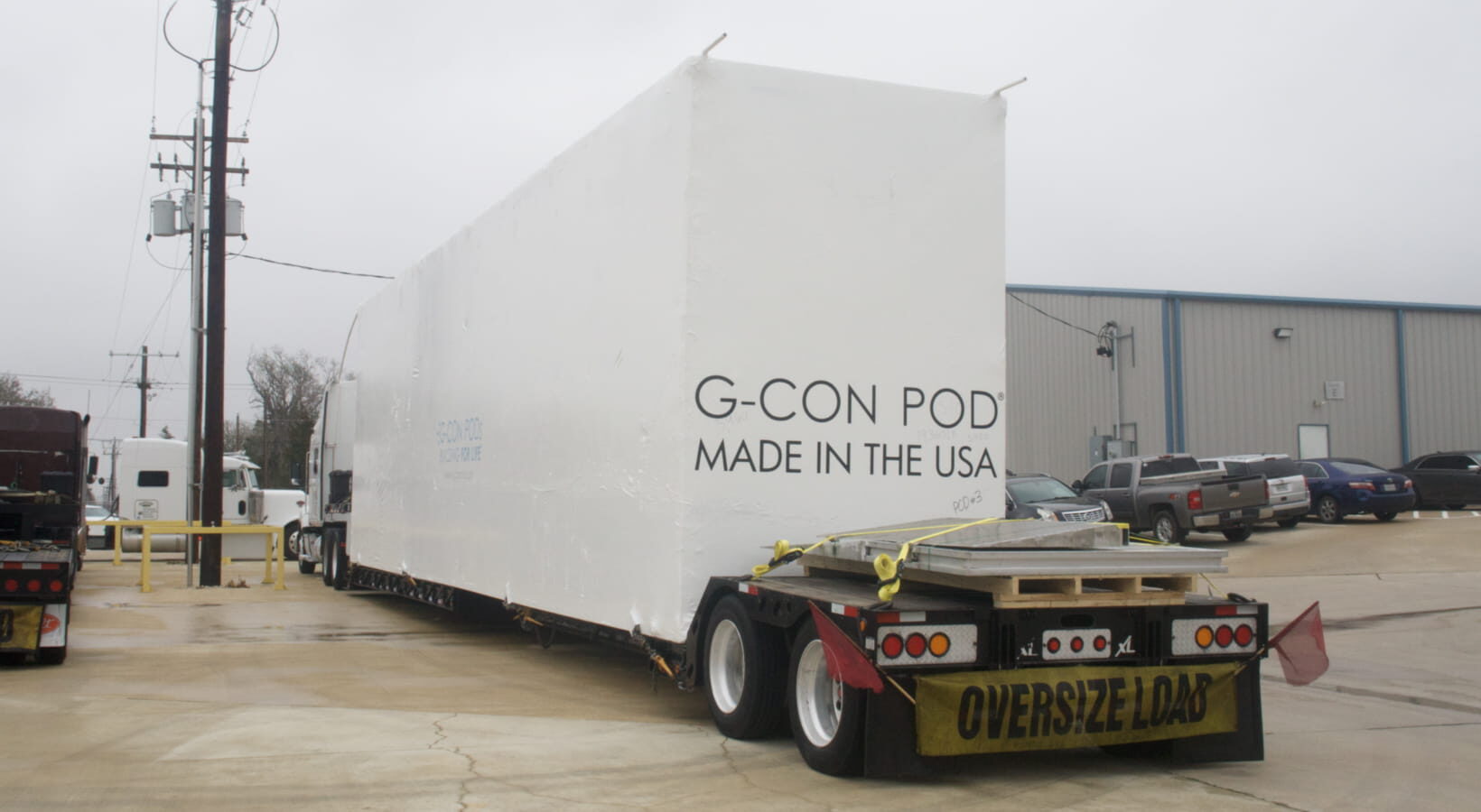 A POD loaded outdoors and ready for transport.